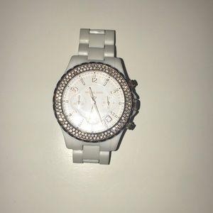 Michael Kors White Ceramic Watch with Rose Gold